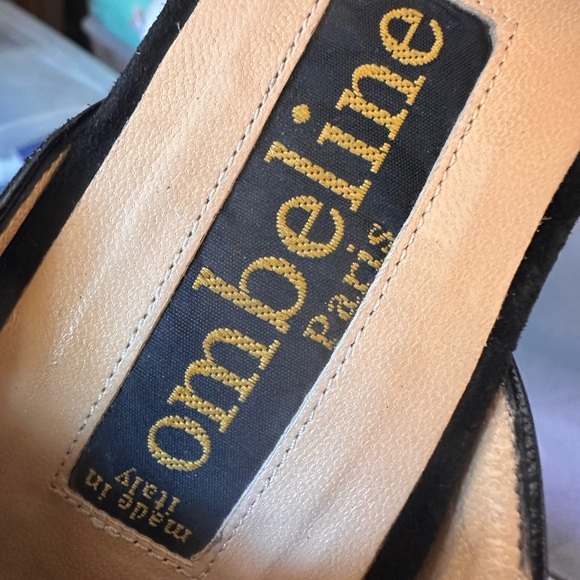 Vintage 90s in 40s style Ombeline Paris Black Suede T Strap Heels Flawed Sz 39 - Picture 6 of 6